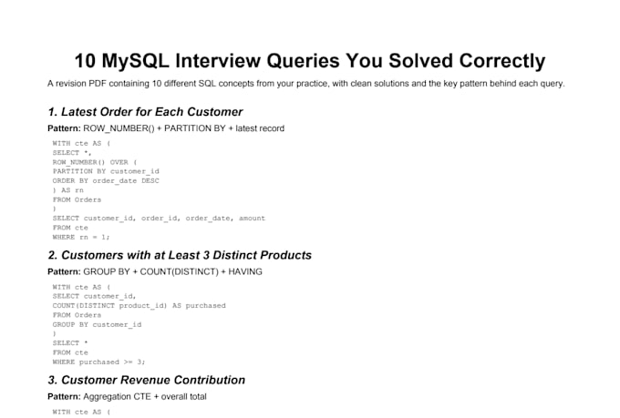 write sql queries solve mysql problems